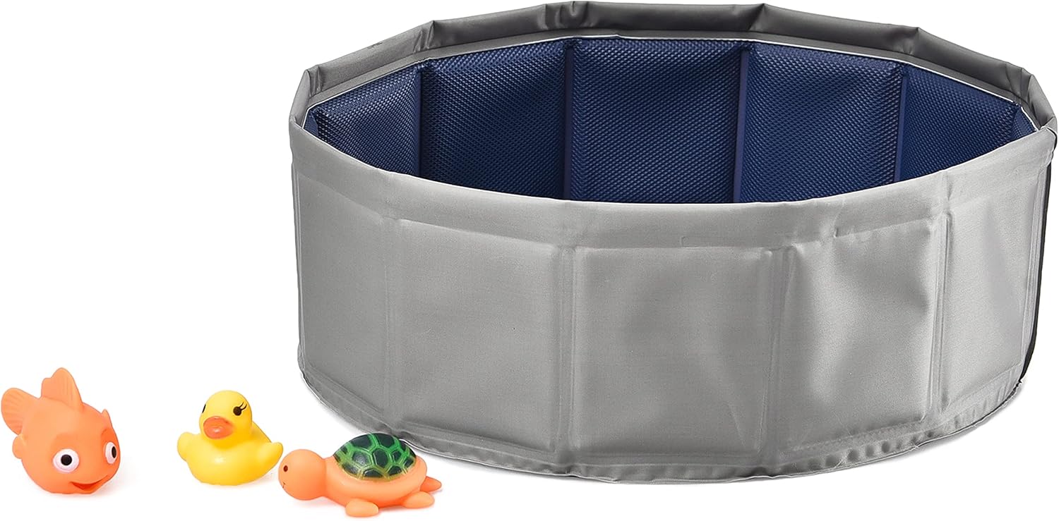 Dehner Lieblinge Water Games Cat Pool, Diameter 30 cm, Height 10 cm, Plastic, Grey/Blue