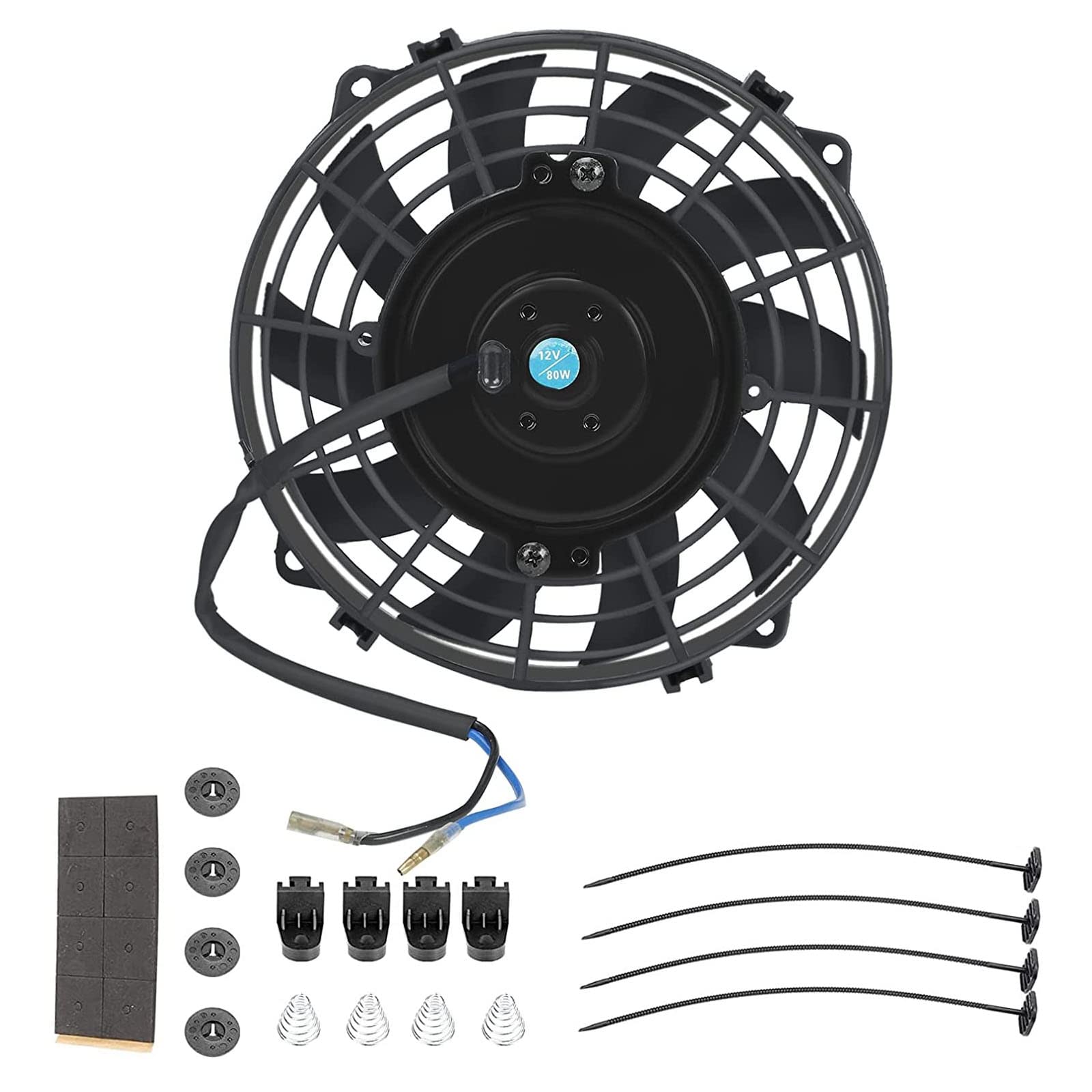 Gooeap 7 Inch Slim Fan Push Pull Electric Radiator Cooling Fan Black 12V 800 CFM Mount Kit Universal（7'')