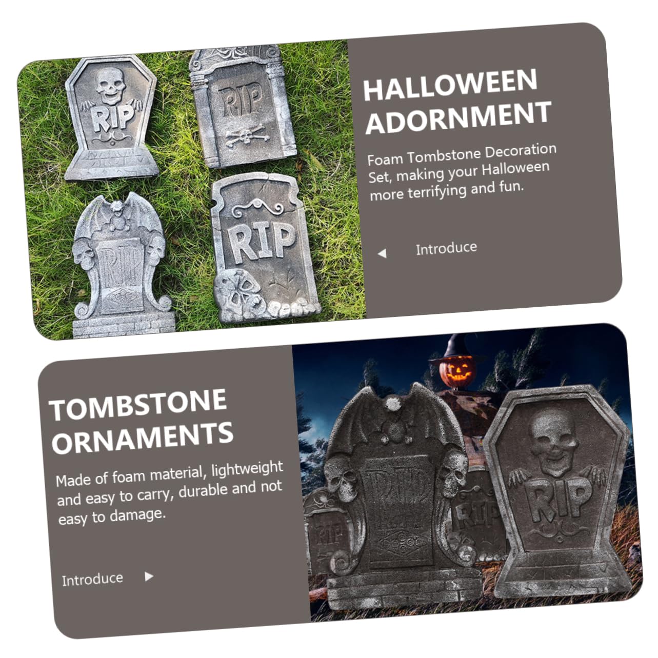 4pezzi Decorazioni Spettrali per Halloween Lapidi Leggera per e Feste Stile Random Accessori per Atmosfera Inquietante
