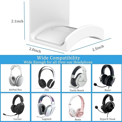 Miniatura 6 de SOKUSIN Soporte para auriculares, soporte adhesivo para auriculares para juegos, gancho universal de montaje en pared para todos los