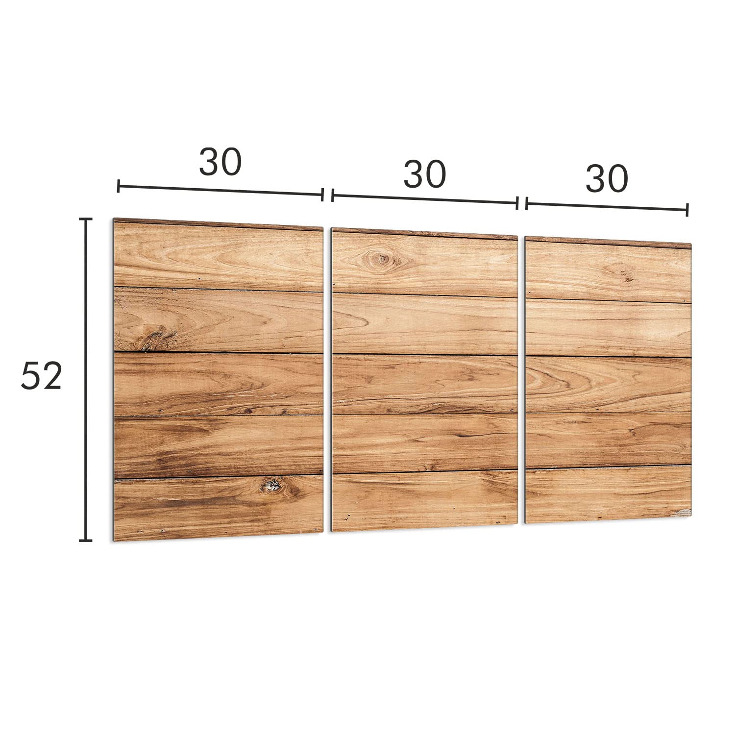 Tabla de cortar decorativa de cristal templado y cubre vitro, Placa protectora de vitrocerámica 30 x 52 cm 3piezas, para inducción, protección contra salpicaduras, decoración, MADERA