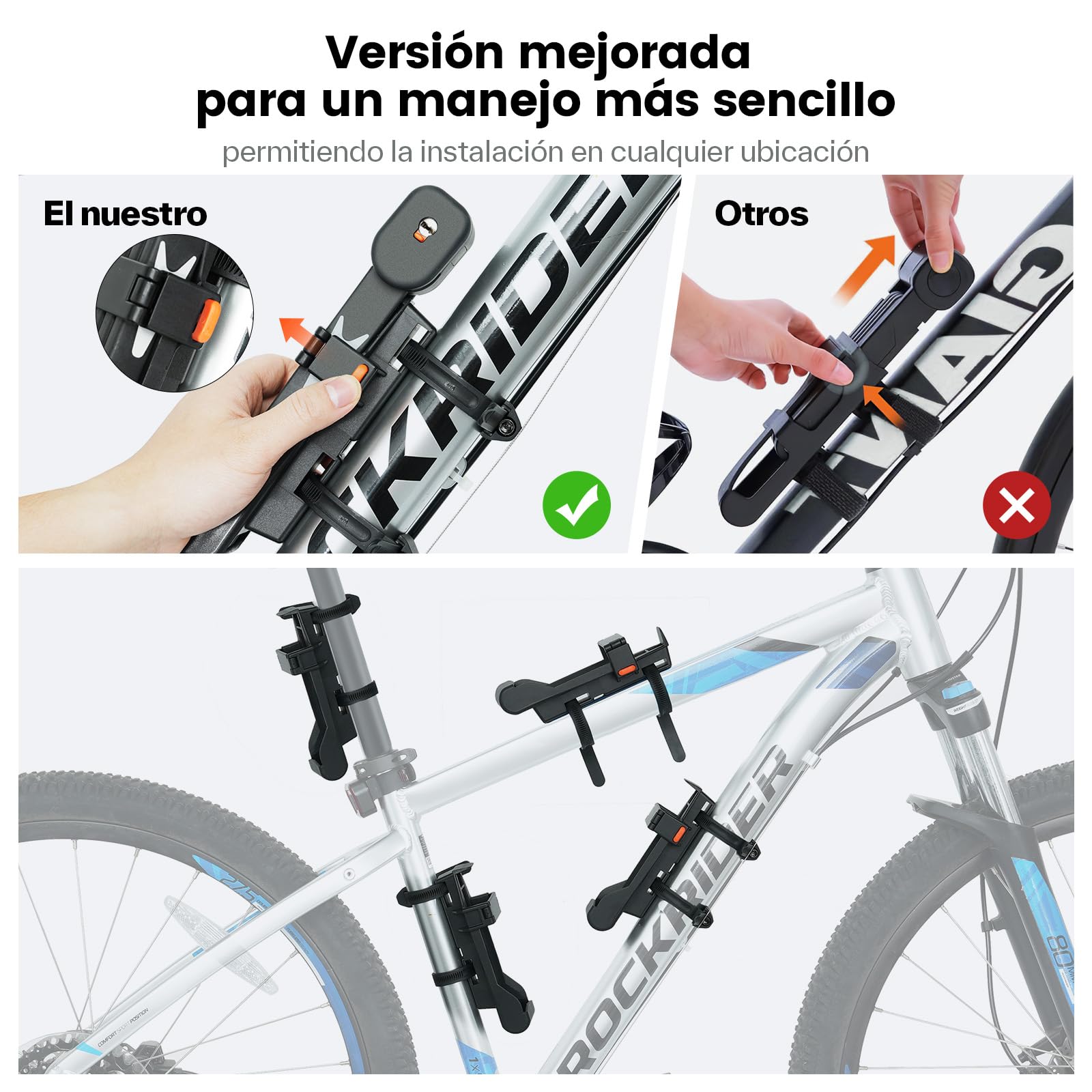 Sportneer Candado de bicicleta plegable con candado - Candado para bicicleta con cilindro Super B para una alta protección contra manipulaciones - Nivel de seguridad ART 2 - Largo 95 cm