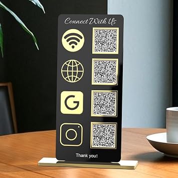 3D QR Code Signs for Personalized Business,Custom Acrylic Multi Social Media Sign,Scan to Pay Payment,Instagram Venmo Cashapp Zelle Logo,Plaque Stand Beauty Salon Decor