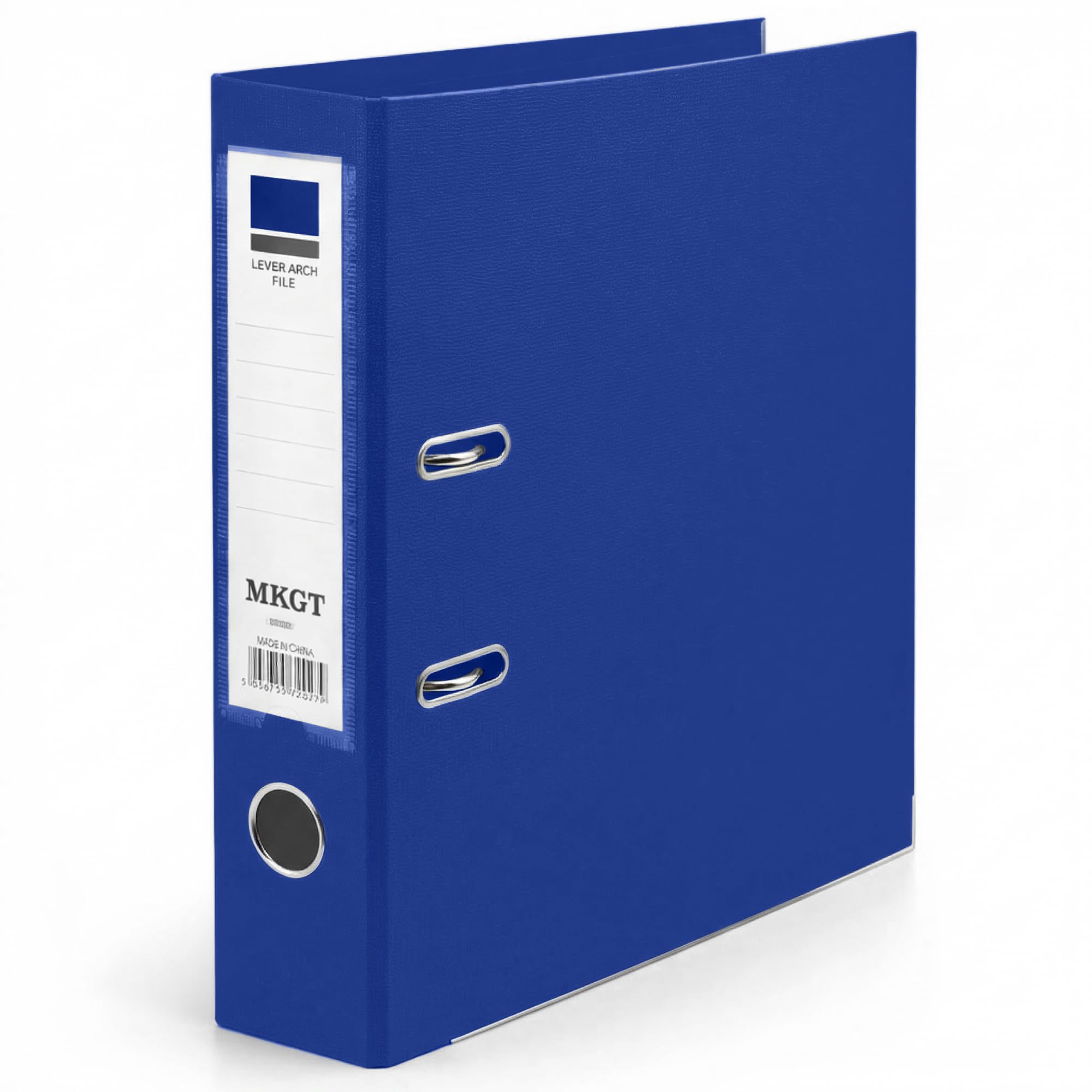 MKGT A4 Lever Arch File 75mm Spine – Heavy Duty Metal Lever Arch Mechanism, Strong Ring Binder Folder with Thumb Hole & Spine Label for Office, School & Home Filing (Blue, Pack of 1)