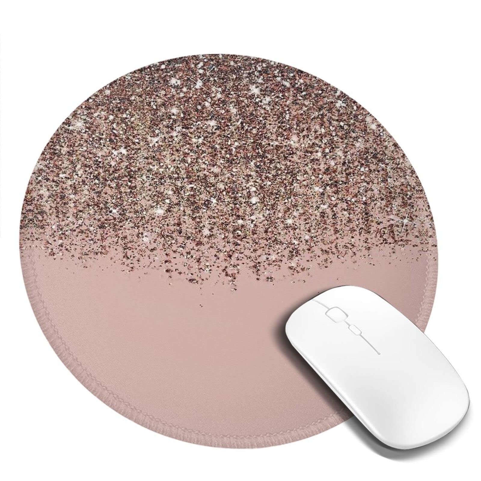 Cute Kids Mouse Pad Rose Gold Marble Mouse Pads for Girls Wireless Office Laptop Computer Desk Mousepad with Designs Decorative for Women Blush Pink Rose Gold Pattern Round Mouse Pad - 4 Pcs Pcs 8 in