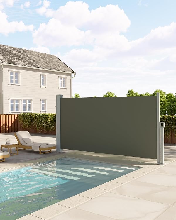 71" x 138" Retractable Side Awning Waterproof & UV-Resistant Privacy Screen for Patio, Balcony & Pool Areas, Grey by Garvee - Image 4