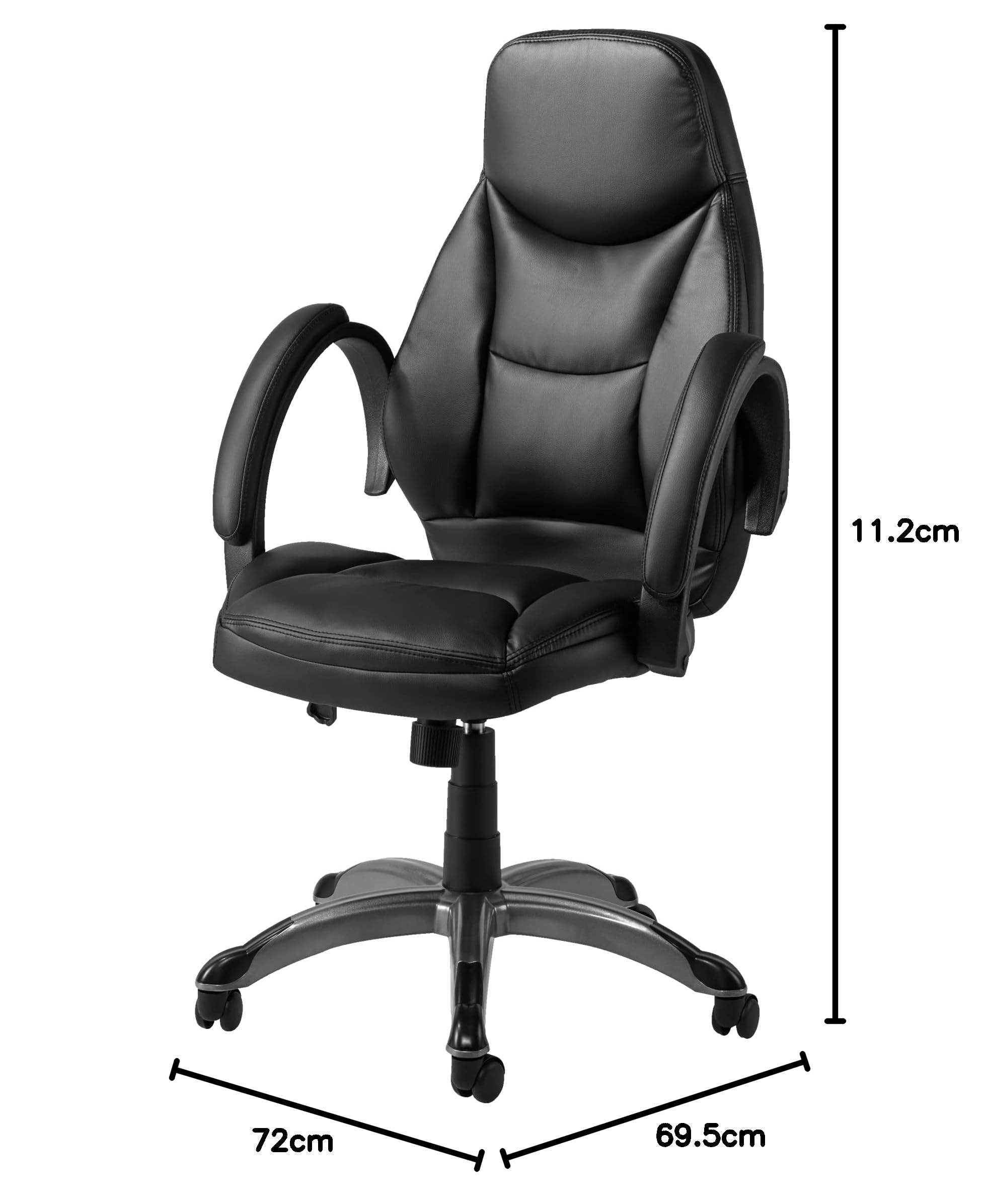 Sigma Chefsessel EC-11 mit Armlehnen, Kunststoffgestell mit Rollen, 112 x 72 x 69.5 cm, Bürostuhl, schwarz