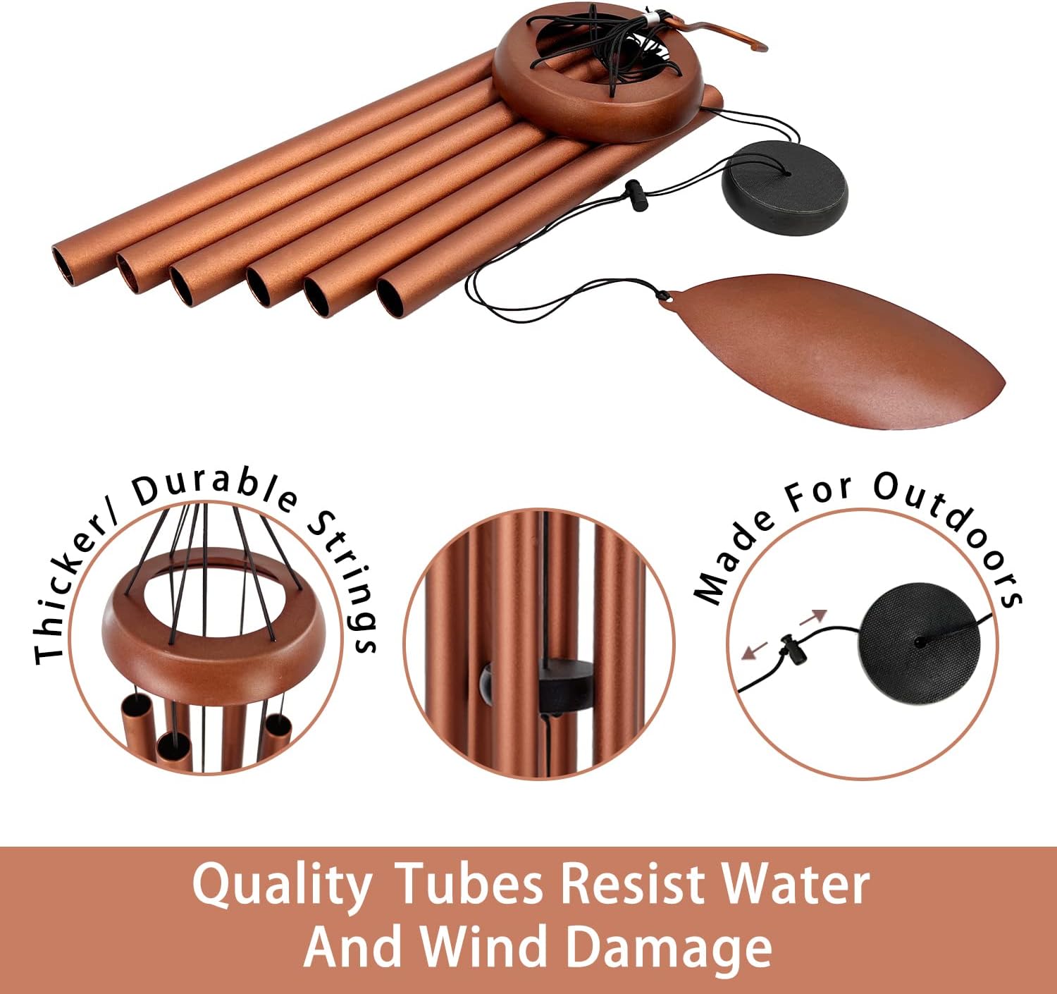 ASTARIN Wind Chimes for Outside Deep Tone,36 Inch Windchime Outdoors，Chimes for Outdoors,Sympathy Wind Chimes Memorial for Mom Dad，Red Copper - Image 4