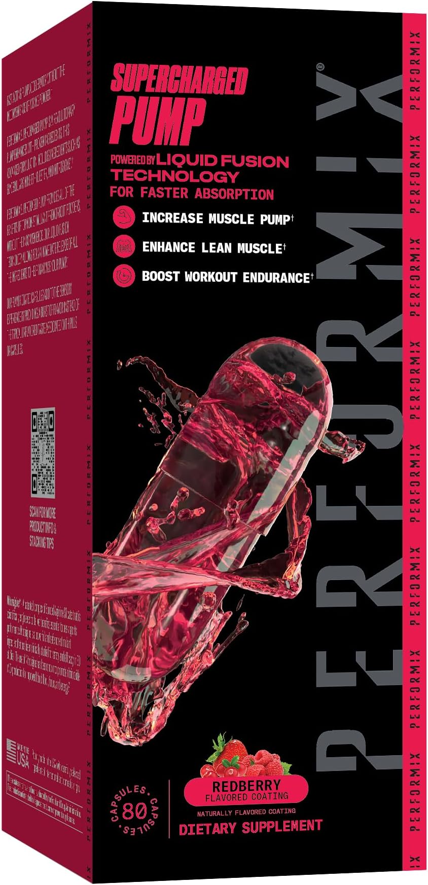 PERFORMIX Supercharged Pump - Nitrosigineยฎ and Betaine Pre-Workout Supplement - Muscle Pump Accelerator - Endurance and Strength Booster (80 Capsules)