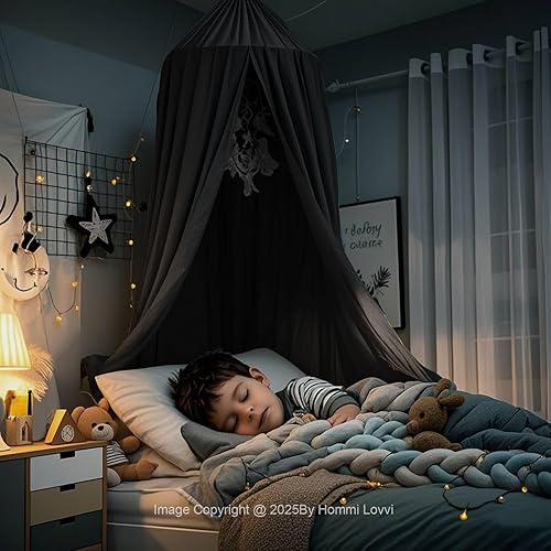 Vista 16 de Toldo de cama para niñas, toldo de princesa para cama de niñas, toldo de cuna para decoración de habitación de niños, toldo extragrande para niñas