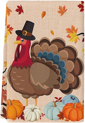 Toallas de cocina absorbentes de pavo, calabaza, marple, toalla de cocina suave, toalla de mano marrón naranja, reutilizable, lavable, paño de