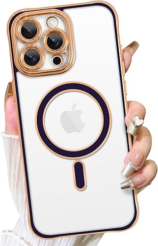 Vista 292 de Fiyart - Funda transparente magnética con purpurina para iPhone 12 para mujeres, con grabado "Love" metálico, protección para cámara y antigolpes