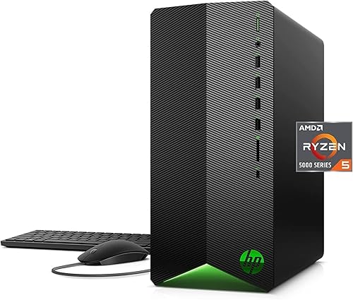 Miniatura 1 de HP PC de sobremesa Pavilion Gaming 2022, AMD Ryzen 5 5600G (Beat i5-12400F), AMD Radeon RX5500, 32 GB de RAM, 1 TB SSD, mouse y teclado con cable,