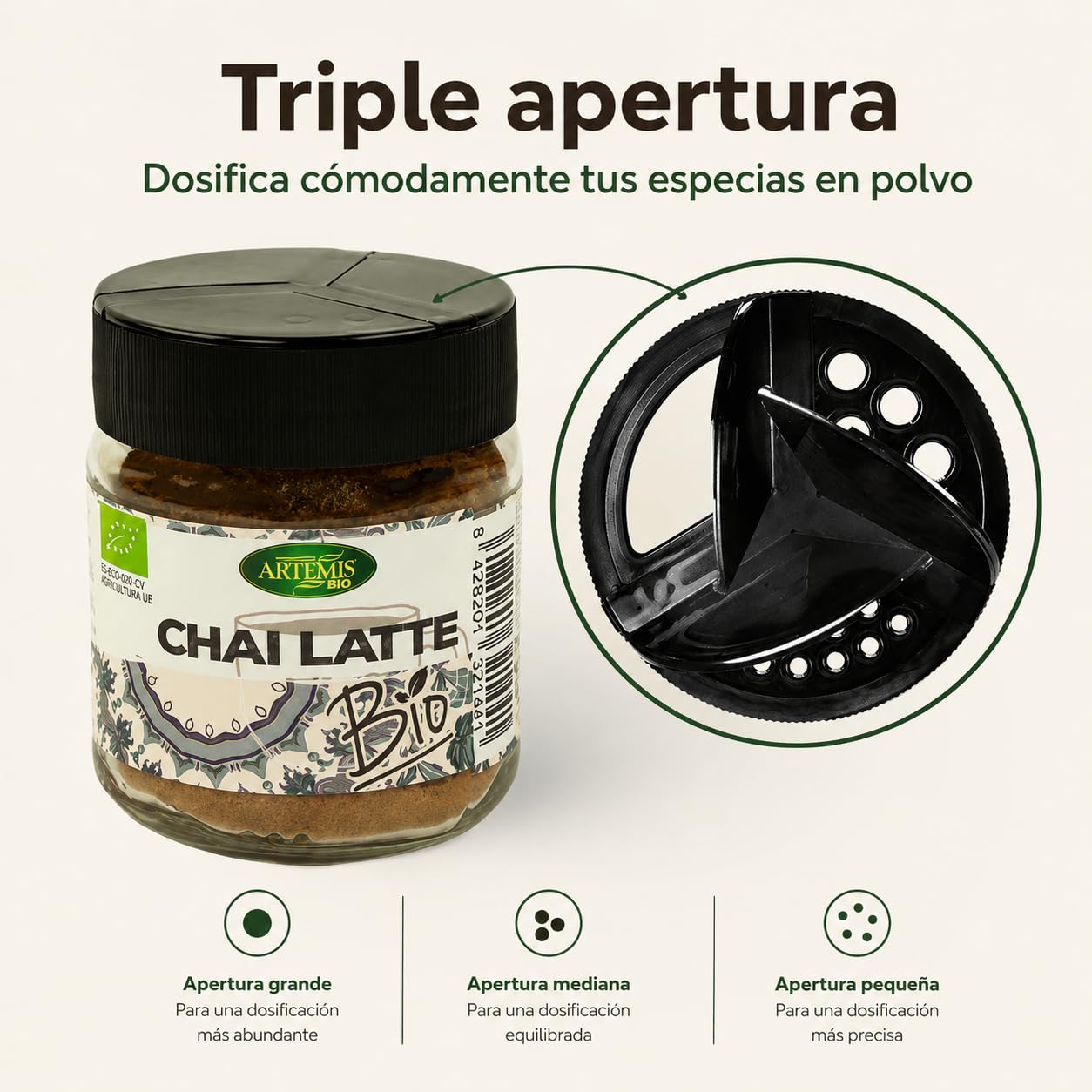 Chai Latte Bio Artemis 60 g té en polvo con especias ecológicas mezcla para leche o bebida vegetal