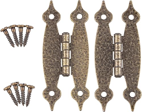 Miniatura 5 de Bisagras de puerta de gabinete de latón antiguo martillado tipo "H"  3 12 pulgadas de alto x 1 12 pulgadas de ancho  Paquete de 20  Bisagras para