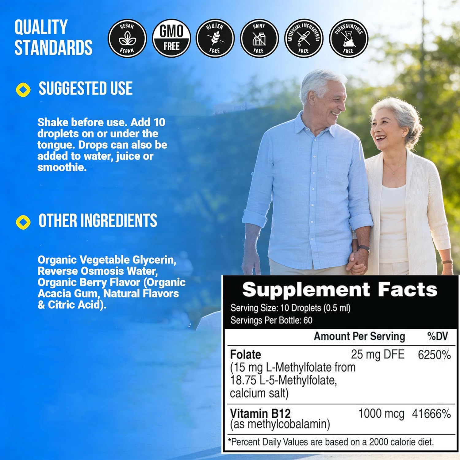 Organic L-Methylfolate 15 mg + Methyl B12 1000mcg Liquid Drops-60 Servings — Amazon image 4