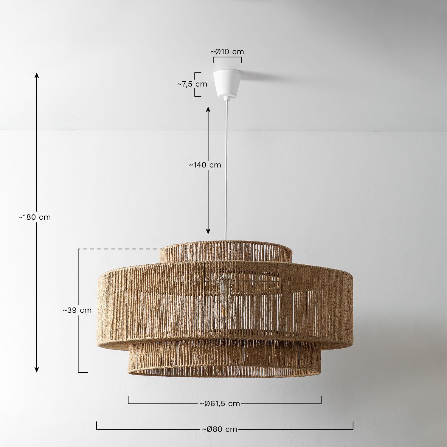 SKLUM Plafonnier d'extérieur en papier tressé Kena Ø80 cm