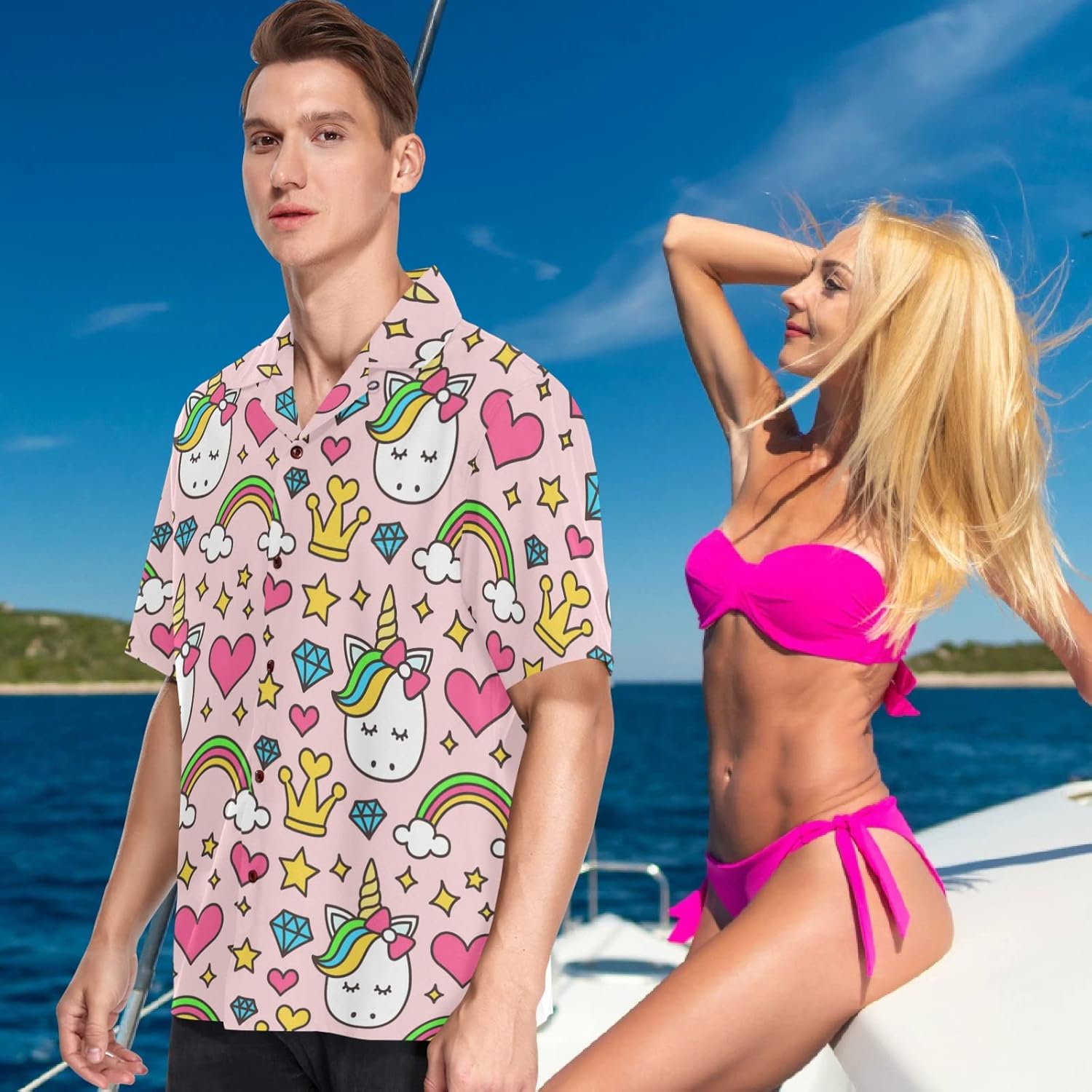 visesunny Mens Casual Button Down Short Sleeve Hawaiian Shirt Aloha Shirt - Image 4