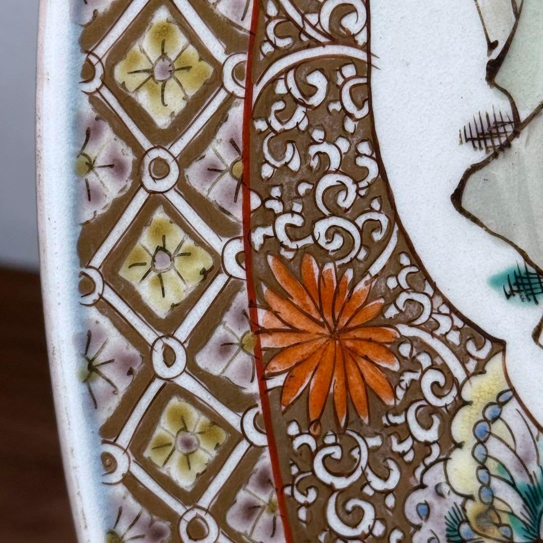 古伊万里　大皿　色絵三方松鶴図大皿　　太明成化年製　裏鳳凰と桐花図 古伊万里 大皿 色絵三方松鶴図大皿 太明成化年製 裏鳳凰