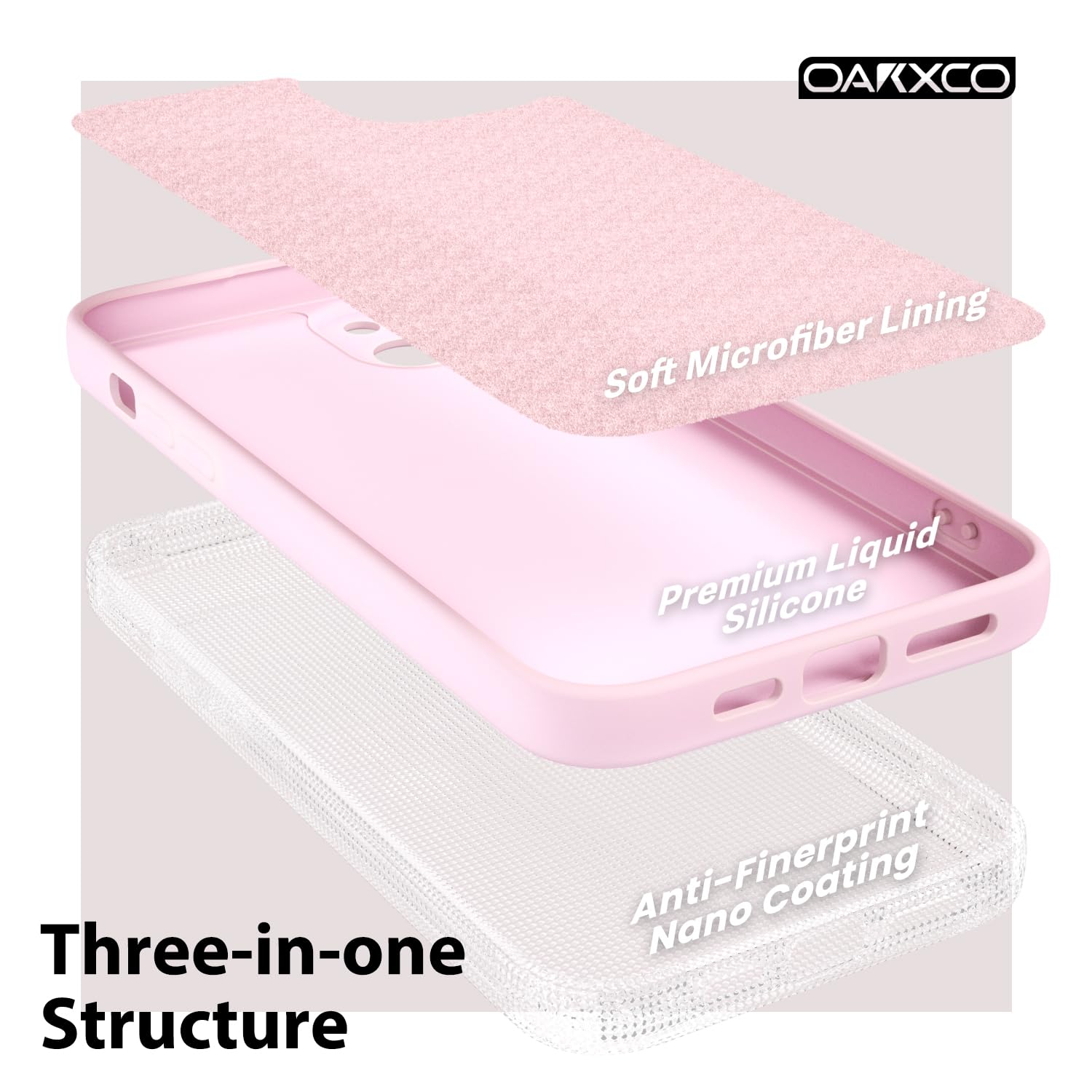 oakxco for iPhone 16 Pro Max Case Liquid Silicone, Soft Rubber Gel Elegant Aesthetic Basic Simple Cover, Cute Thin Slim TPU Matte Solid Color Plain Smooth Case for Women Girl, Light Pink — view 1352