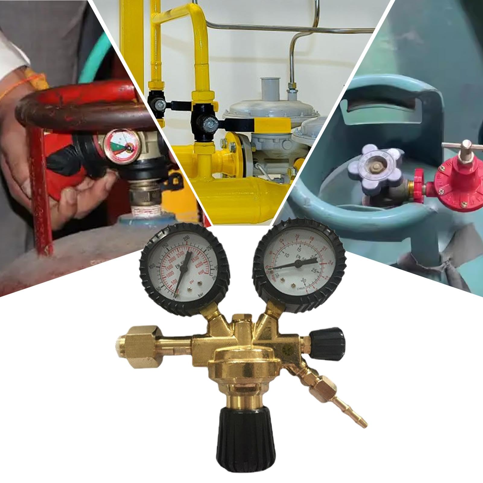 Misuratore di, misuratore di Riduttore di pressione di anidride carbonica | Misuratore di pressione ', manometri a doppia , strumento di saldatura per connessione di ingresso