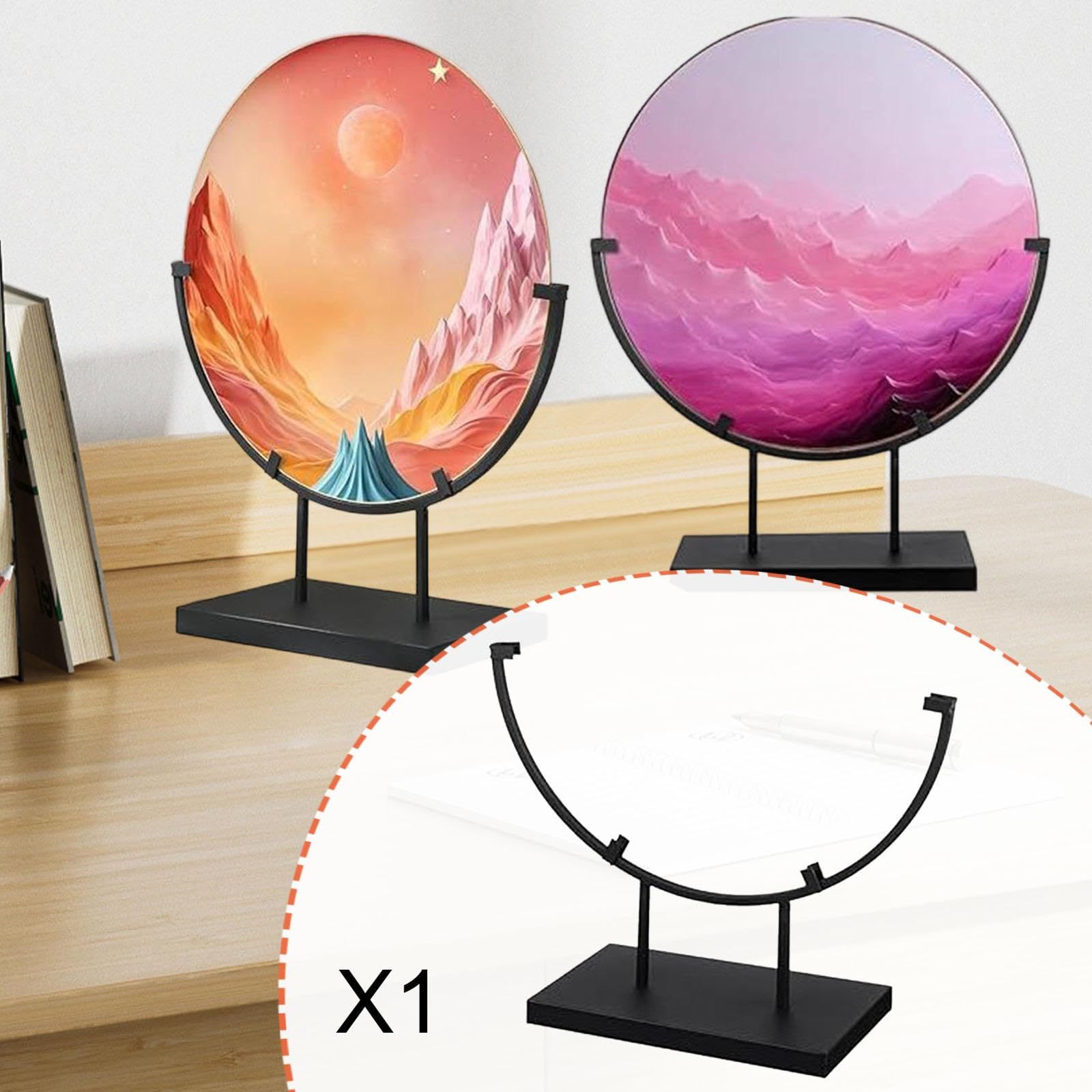 LOVIVER Présentoir Métallique pour Art Verre Fusionné, Support de Plaque Décorative, Base Stable Antidérapante, Chevalet Table Demi-Rond pour Photo, Panneaux, Idéal Exposition Maison, 12 Pouces