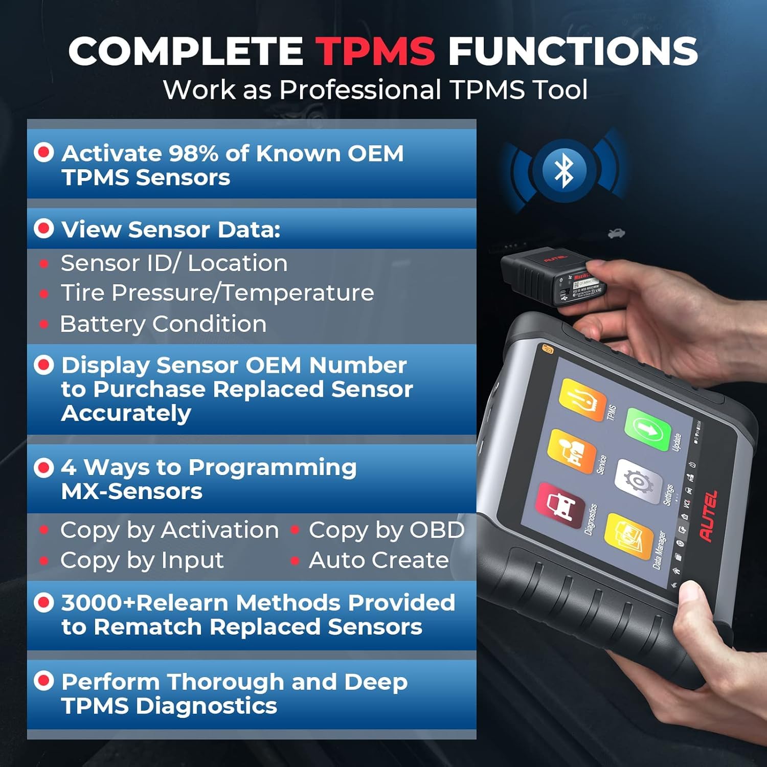 Autel MaxiCOM MK808S-TS Scanner Diagnostico Professionale: 2024 Strumento Programmazione TPMS, Uguale Livello MaxiCOM MX808S-TS MK808Z-TS, Aggiornato MK808BTPRO MX808S, 28+ Servi, Android 11