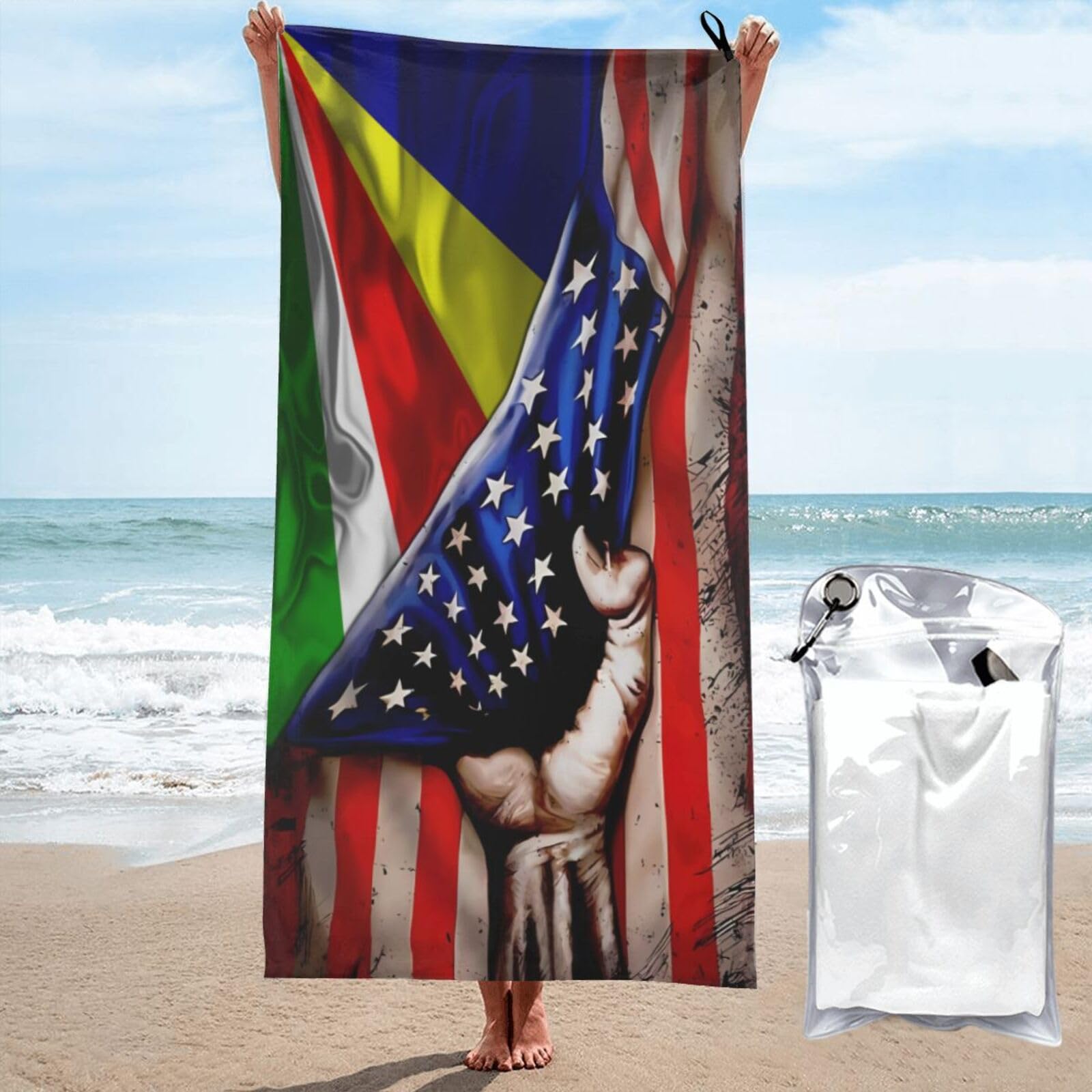 Toallas baño secado rápido de 70x140 cm tipo toalla de sauna y playa con banderas de viaje