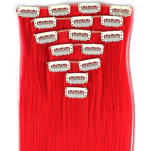 Miniatura 7 de Extensiones de cabello negro, 24 pulgadas23.6 in, 4.59 oz, 7 unidades por juego de extensiones de cabello sintético largo y lacio para mujer (1#