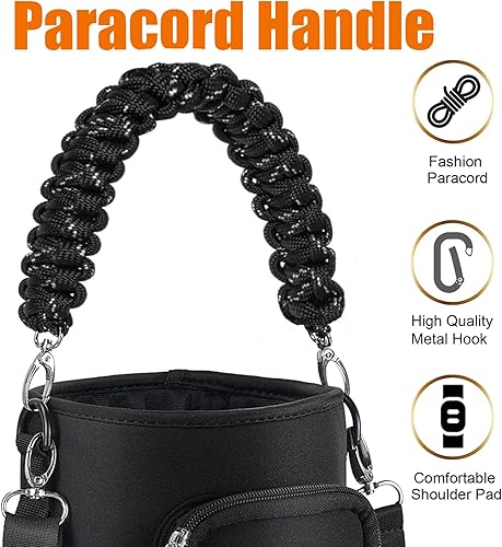 Miniatura 3 de Bolsa de transporte para botella de agua aislada de neopreno de 324064128 onzas, soporte para bolsa con correa y asa de paracaídas y 2 bolsillos