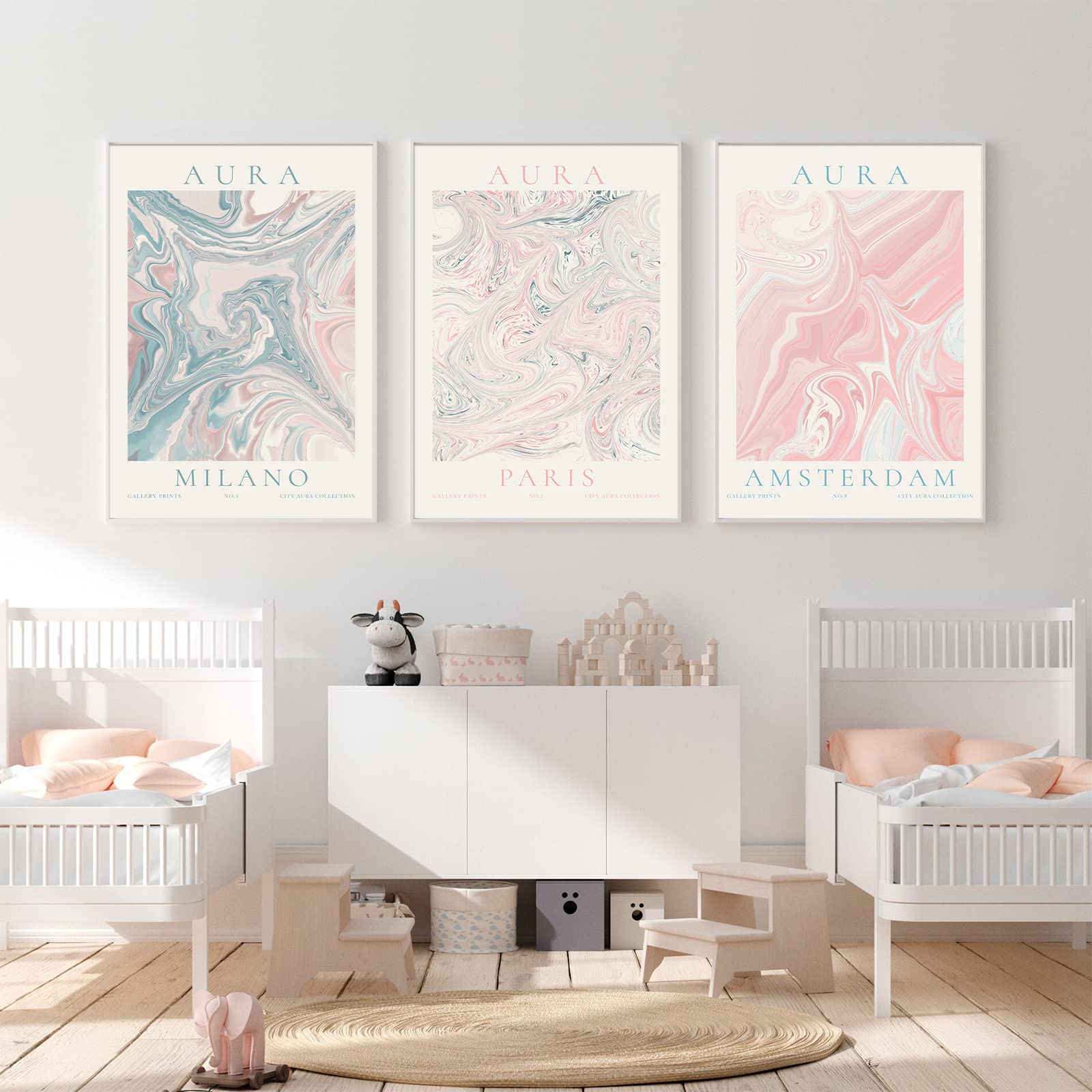 Aura Poster Aesthetic Angel Number Poster Retro Pink Gradient City Aura Posters Mind Body Soul Wall Art Milano Paris Amsterdam Prints Spiritual Posters Angel Number Prints 16x24 Inchx3 Unframed