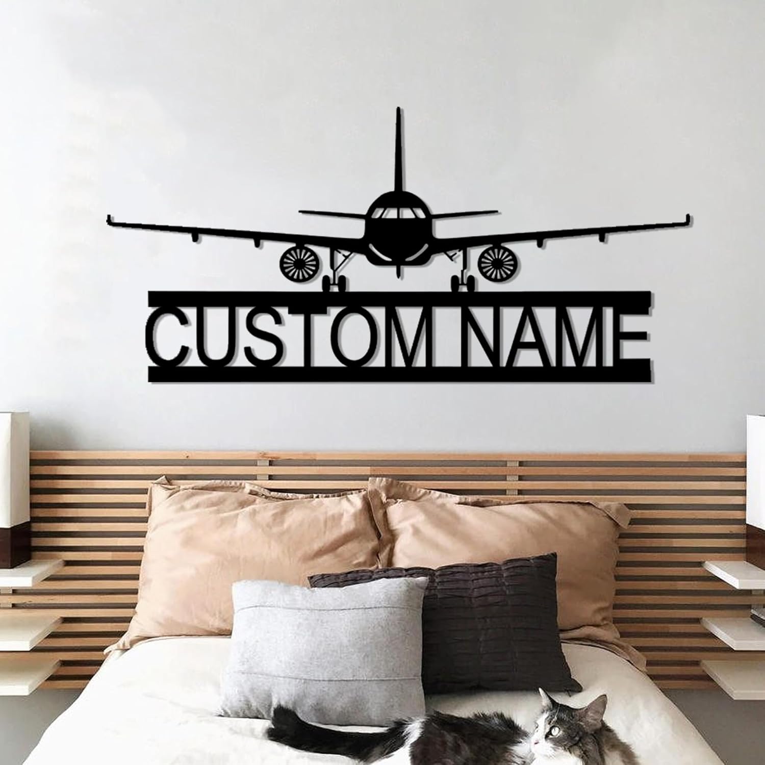 LullabyMall Luxury Personalized Airplane Metal Sign, Custom Metal Airplane Hangar Sign, Custom Pilot Name Sign, Kids Room Decor, Airplane Lover Gifts, Pilot Gift For Men 2