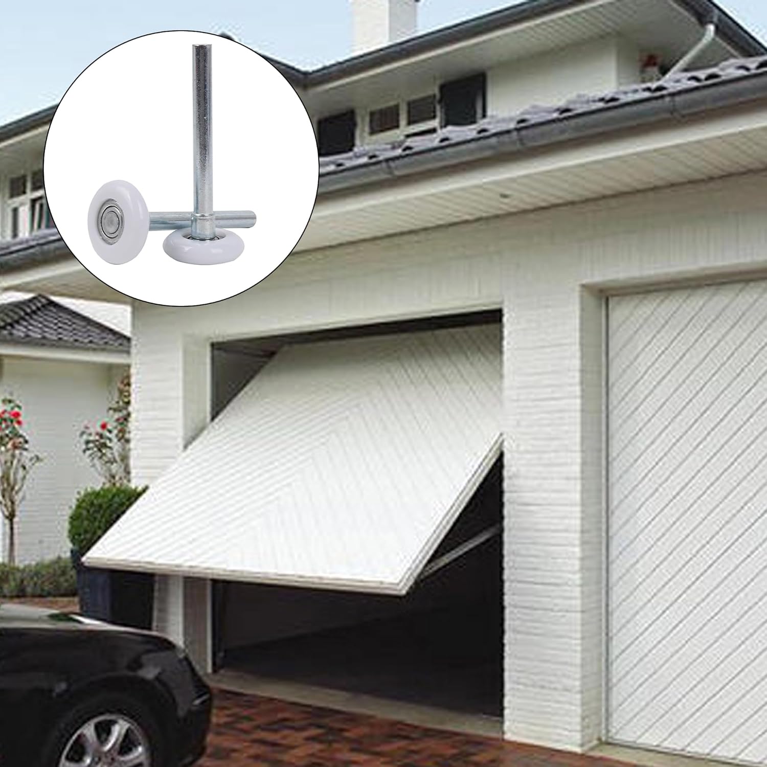 8 Pcs White Nylon Garage Door Rollers w/ 4.53" Stainless Steel Stem