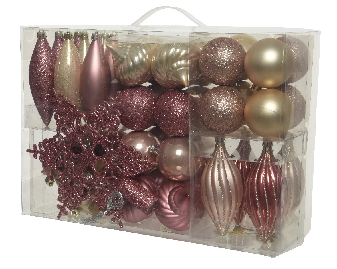 Decoración para árbol de Navidad rosa para un salón cálido y festivo