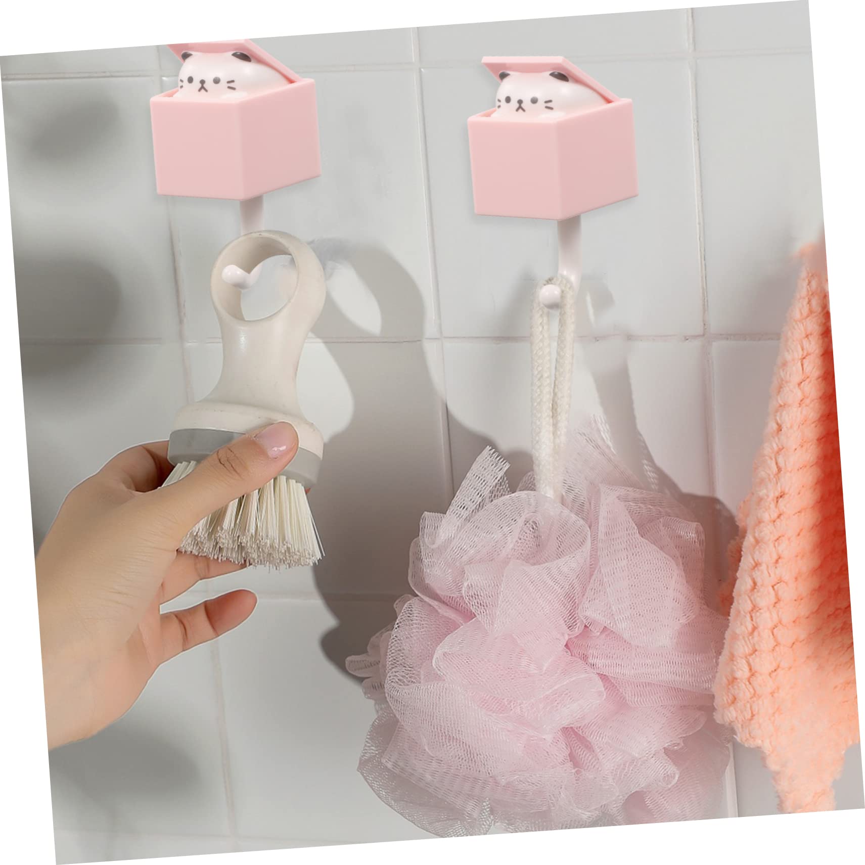 Luxshiny 2 Series Ganchos De Pared Adhesivos De Animales Colgadores Decorativos De Pared Para Abrigos Y Llaves Diseño Infantil Naranja Café Marrón Y Rosa Para Baños Y Entradas 4 Piezas X 2