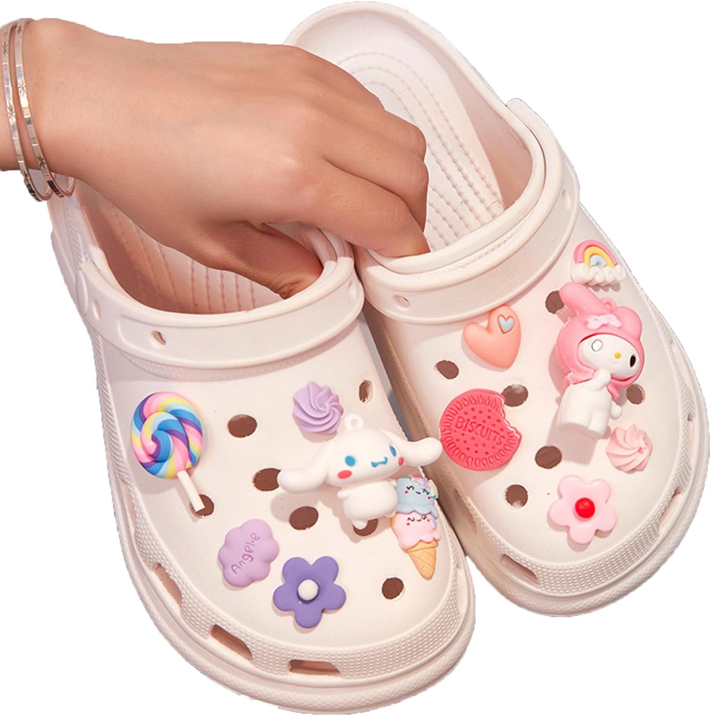 Excefore 12 Pcs Cartoon Shoe Charms for Croc, Lovely Shoe Charms Packs Decorations, PVC Charms Decoration for Kids Teens Girls Party Favor Gifts, NOT Including Shoes (Cinnamoroll & Melody)