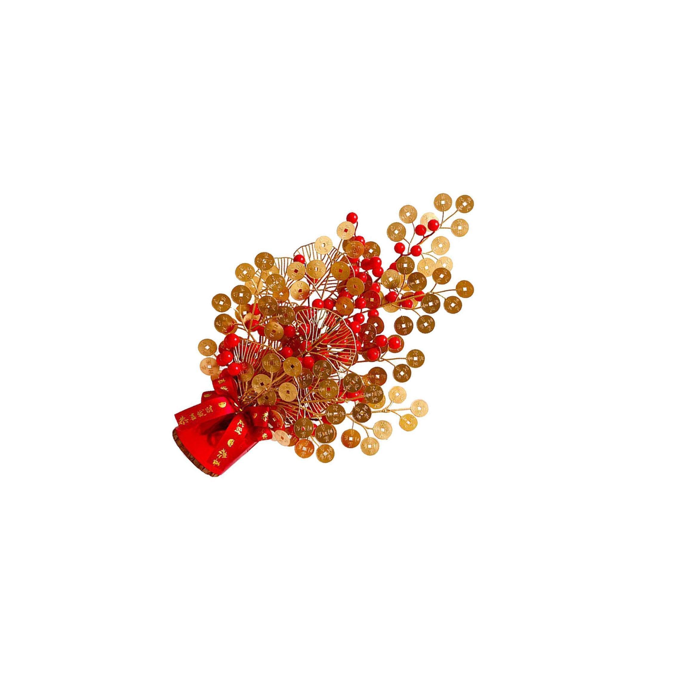 TWISAXC Oriental Charm Chinese New Year Decorations Artificial Bouquet Elegant Festival Table Centerpiece Delicate And Charming