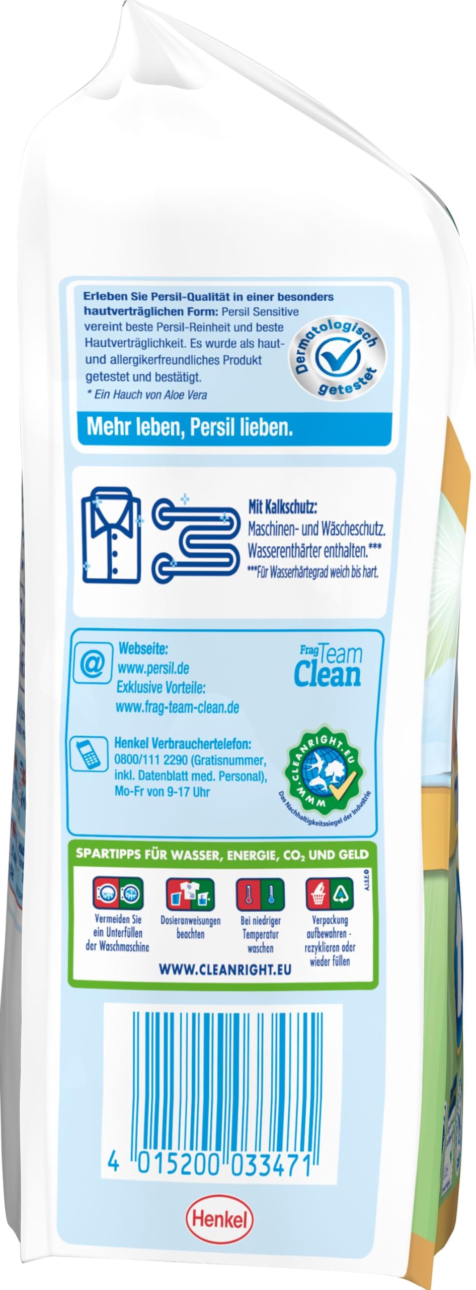 Persil Sensitive Megaperls (5 x 16 Waschladungen), Waschmittel für Allergiker mit beruhigender Aloe vera für sensible Haut, effektiv von 20 °C bis 95 °C, ECARF-zertifiziert