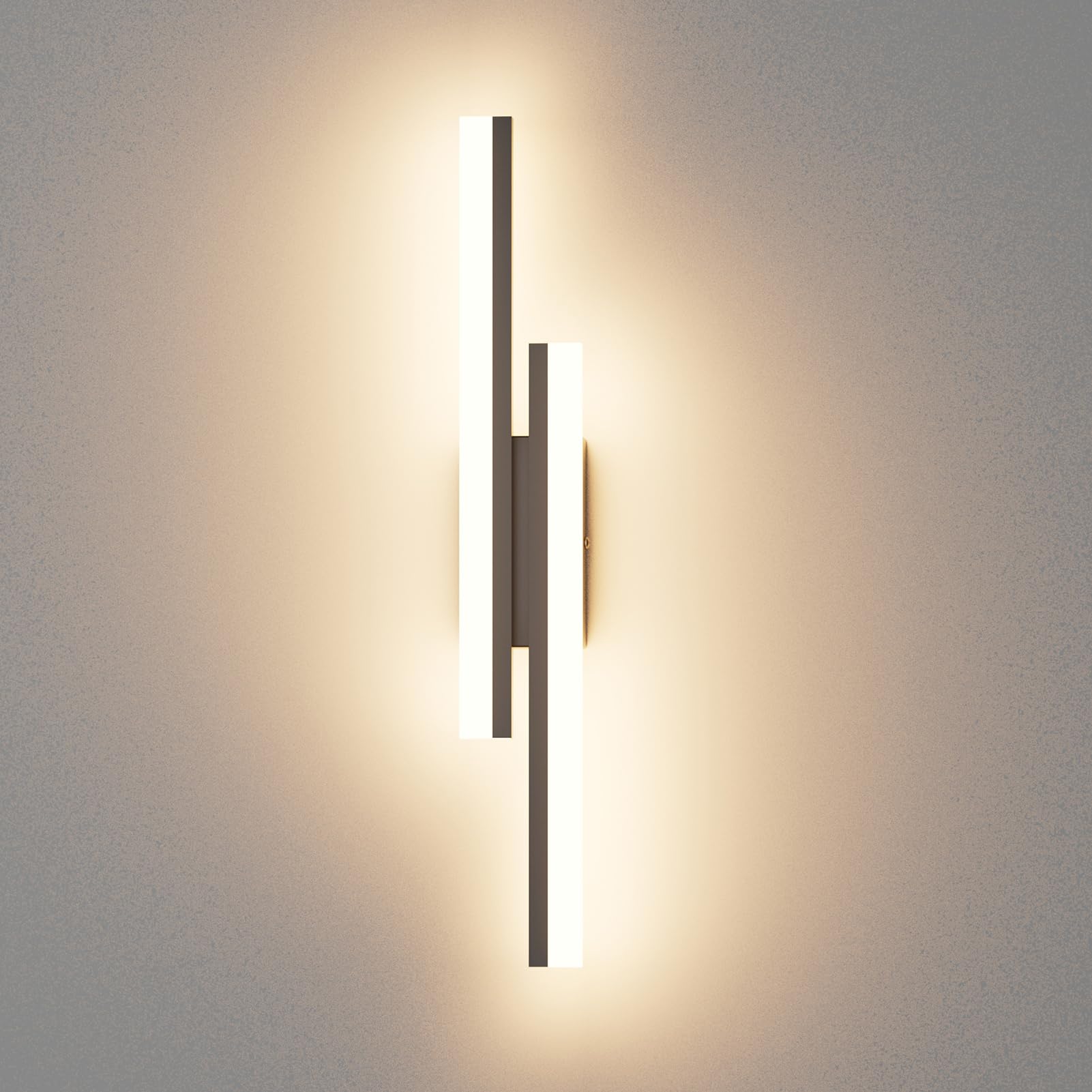 Klighten Applique Murale Interieur 56cm, 12W 1250LM Lampe Murale LED Mordern, Appliques Interieur Longue, Lumière mural pour Chambre Salon Couloir Escalier, Blanc Chaud 3000K, Noir