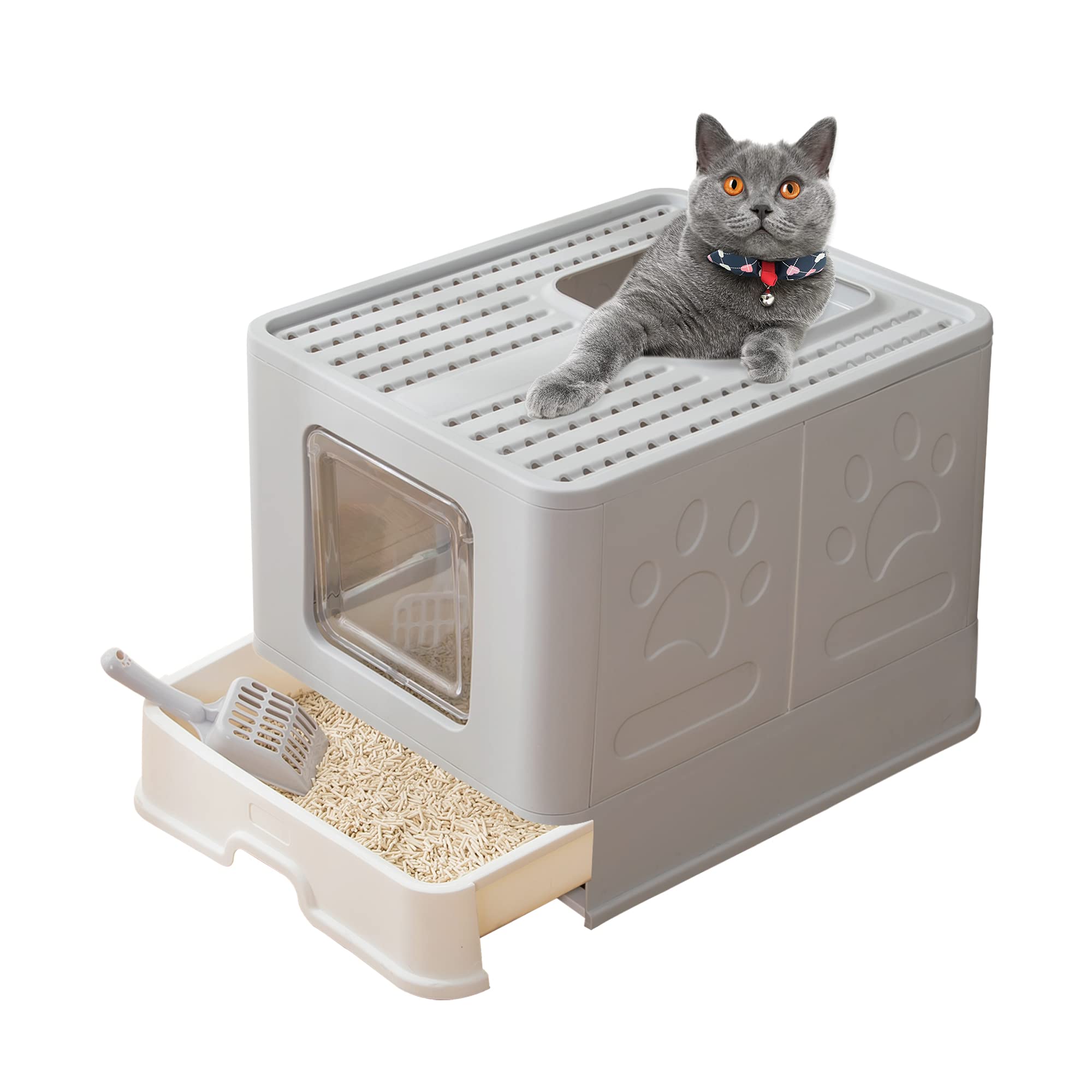 Buy Suhaco Cat Litter Tray with Lid Foldable Large Top Entry Cat Litter
