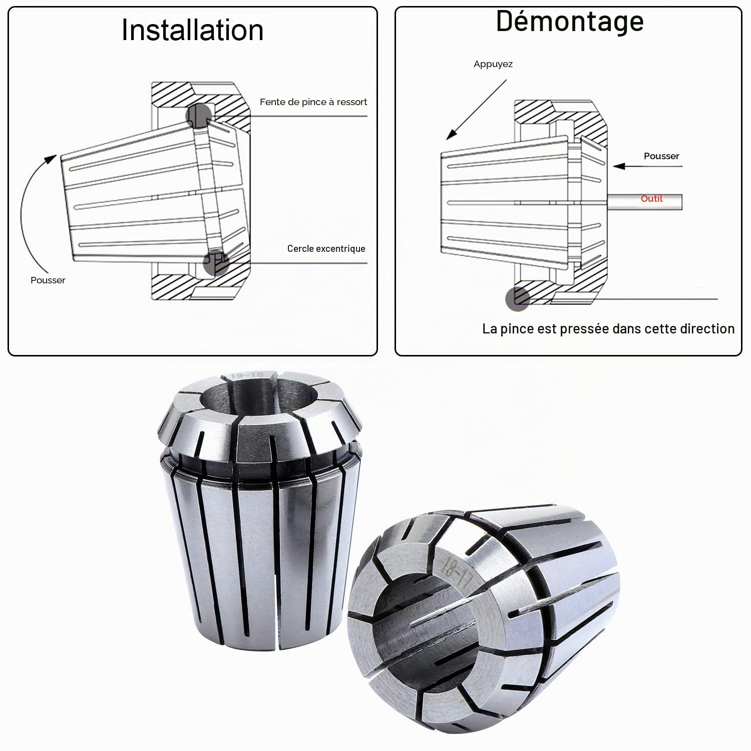 HSEAMALL Ensemble de 19 pinces à ressort de précision ER32, de 2mm-20mm, porte-embouts à pinces ER32 pour la fixation de pièces CNC, gravure et fraisage, outil de tour