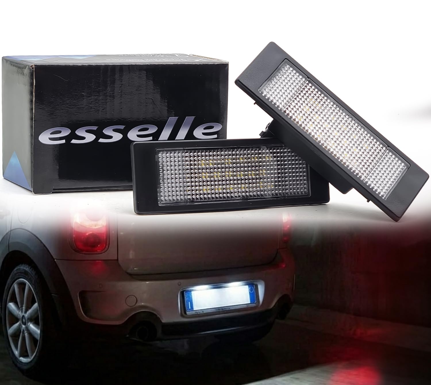 Placchette Luci Targa LED Compatibili con Mini Clubman R55, Countryman R60, Paceman R61, Countryman F60, Cooper F55 F56 F57 18 SMD CANBUS 6000K Bianco Ghiaccio Plug & Play Nessun Errore
