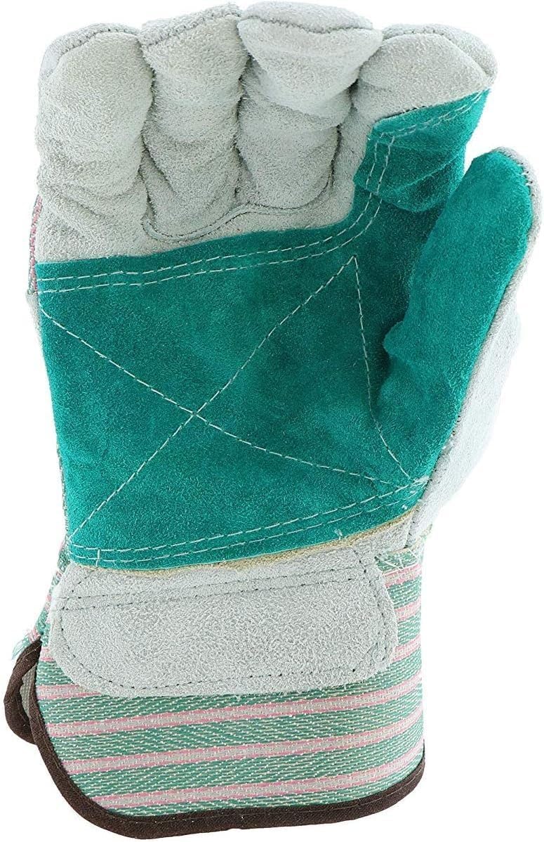 West Chester 500DP Rubberized Safety Cuff Leather Glove, 10.5" Length, Large, Gray (Case of 72 Pairs)