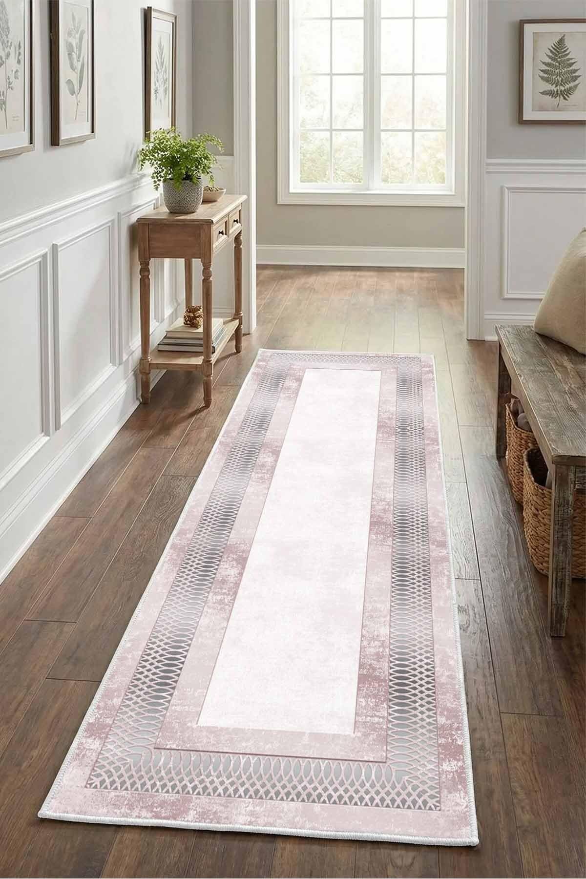 Monnhein Açık Gri Yolluk 1448 - Yıkanabilir, Kaymaz Taban, Dijital Baskılı, Leke Tutmaz, İnce Hav, Modern Koridor, Mutfak, Antre ve Salon için Dekoratif Yolluk