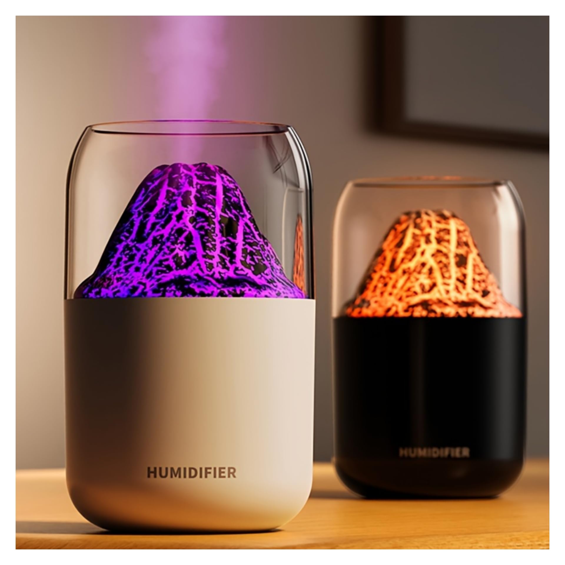 WHFEVDFY Air Humidifier Essential Oil Diffuser Auto Shut, Aroma Diffuser USB Silent Spray Bedroom Air Hydration Large Capacity Car Portable Aromatherapy, Seven-Color Night Light