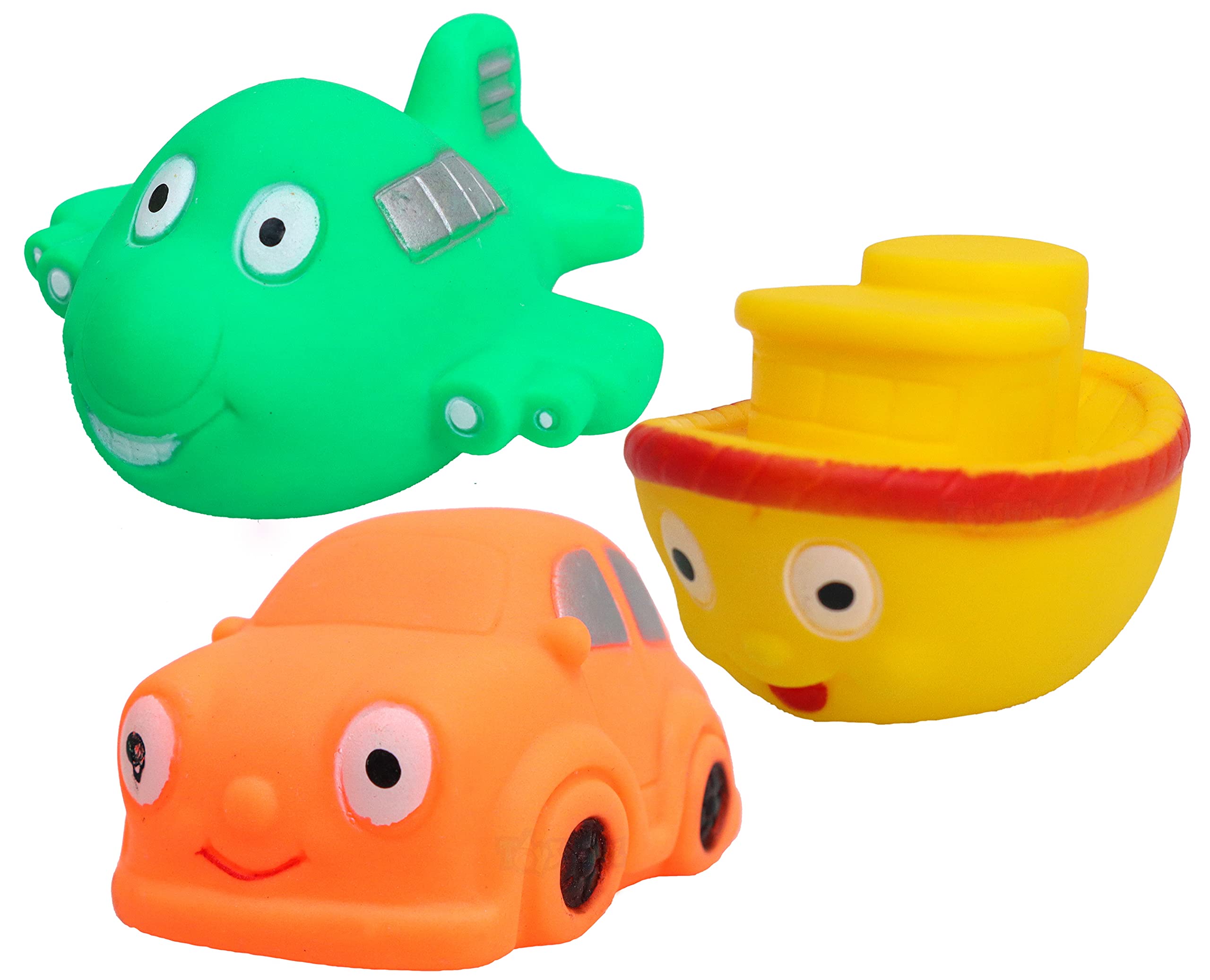 Toyshine Squeezy Vehicle Shaped Premium Quality Bath time and Playtime Toys for Infants - Made in India