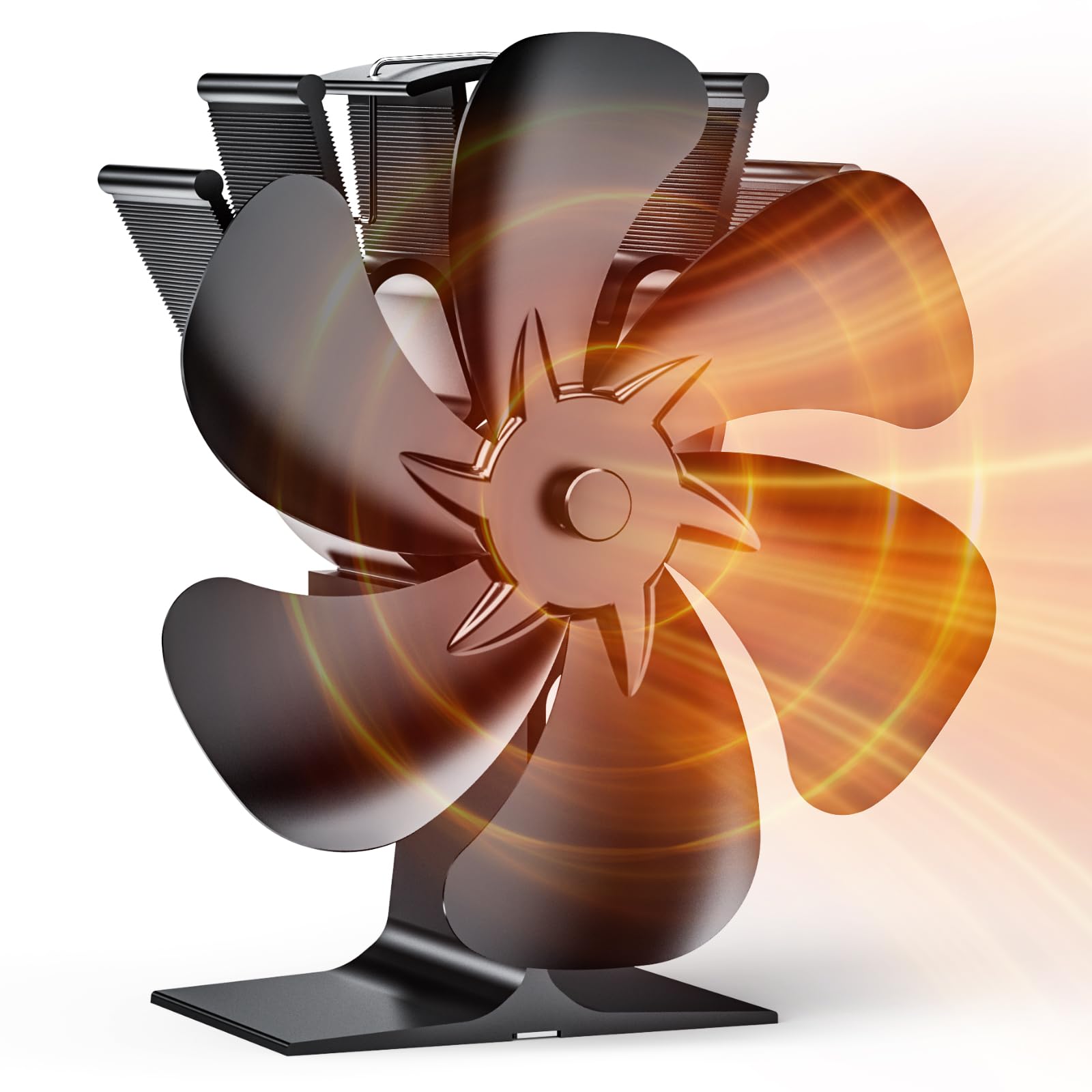 6 PáGinas Ventilador de Chimenea,Ventilador no Eléctrico para Chimenea, ventilador de estufa de lena silencioso, para Estufas de Leña de Leña/Leña/Chimenea/Estufa (6 Hojas)