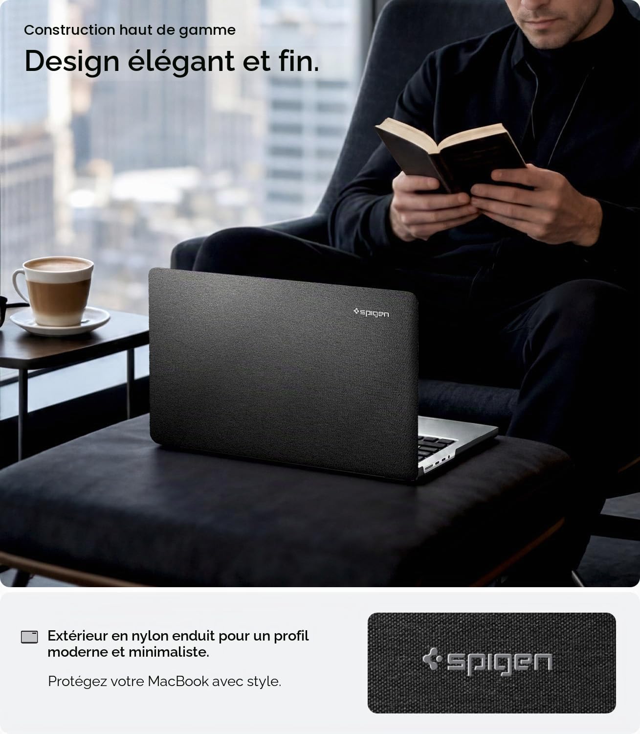 Spigen Urban Fit Coque MacBook Pro 14 Pouces M5 Pro Max 2026 M4 M3 M2 M1 2025-2021 Étui Tricot Premium Noir