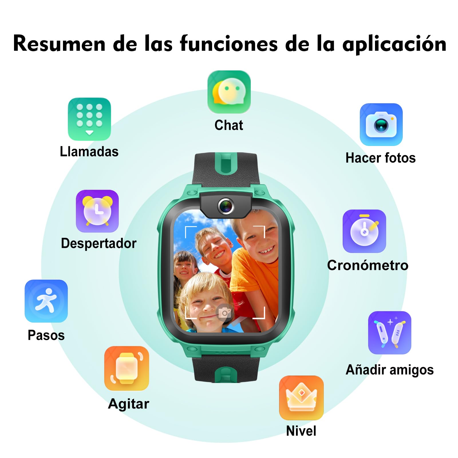 imoo Z1 Smartwatch Infantil 4G con Llamadas y Videollamadas, GPS, Modo Clase, IPX8 Resistente al Agua Verde