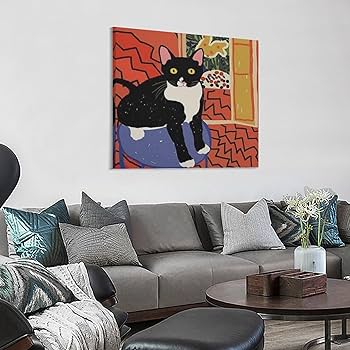 Amazon.co.jp: アンリ・マティスの抽象的猫のポスター キャンバス